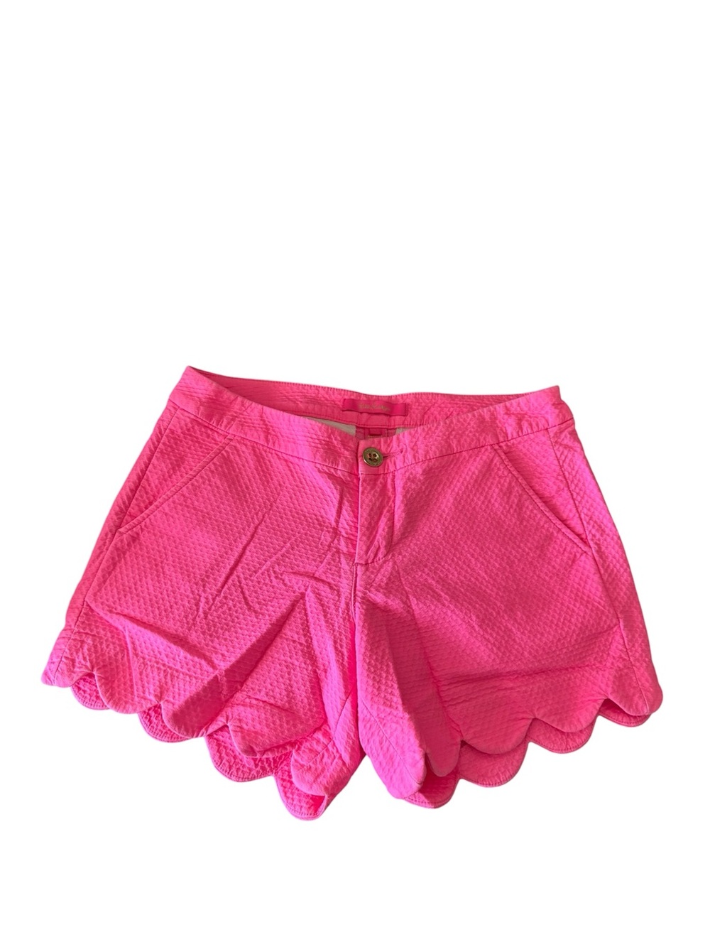 LILY PULITZER Neon Pink Scallop Hem Shorts Size 2 Buttercup Style Short